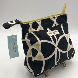 NWT ASPEGREN geometric cosmetic bag with zipper top and interior zip pocket